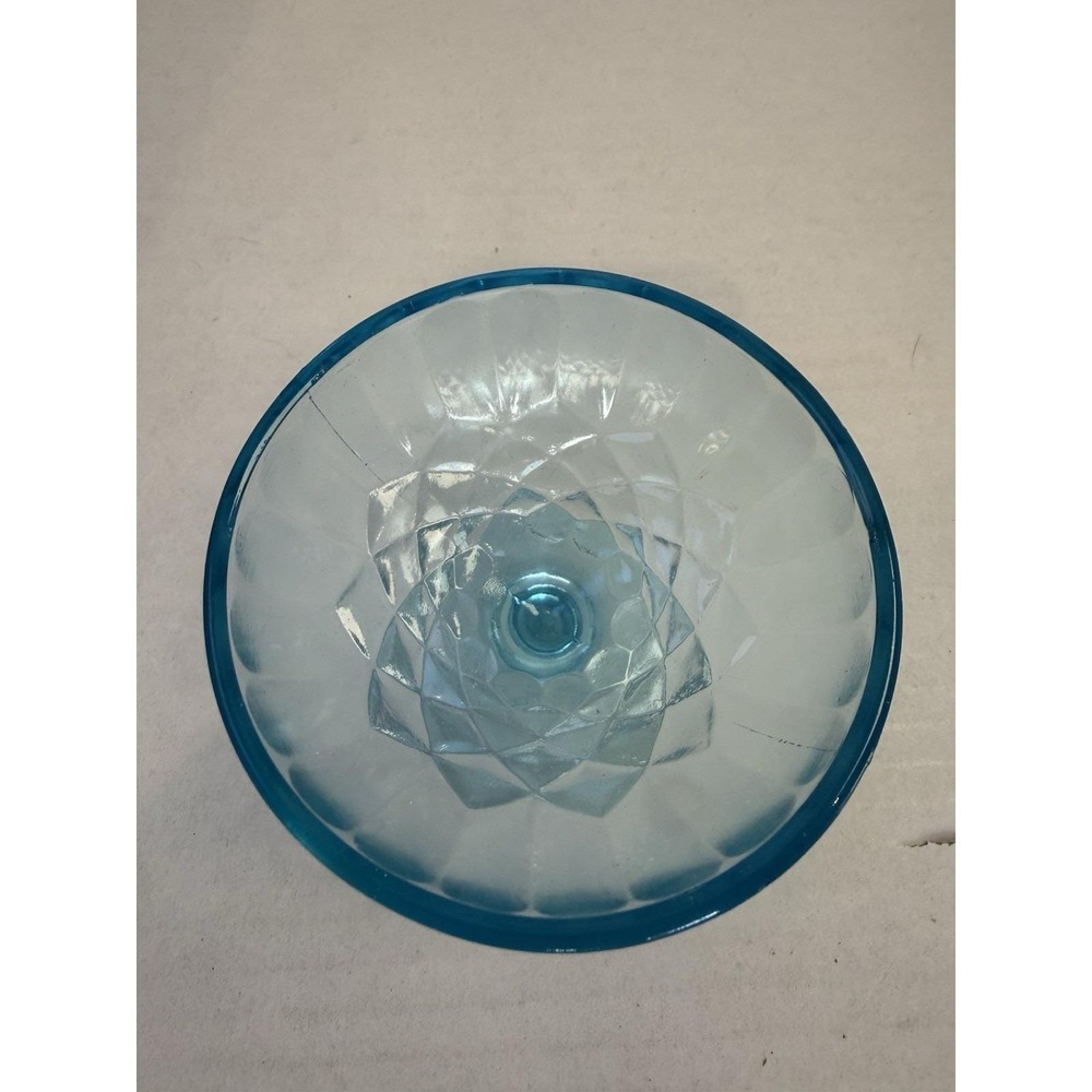 US Glass Aunt Polly Blue Sherbet Ice Cream Bowl Depression Glass - Picture 3 of 4